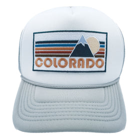 Buy gray-white Kids' Colorado Trucker Hat - Retro Mountain Snapback Youth Hat