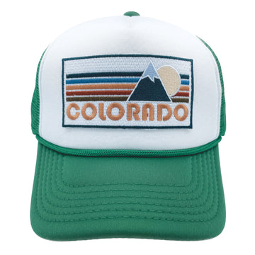 Buy kelly-green-white Kids' Colorado Trucker Hat - Retro Mountain Snapback Youth Hat