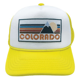 Buy yellow-white Kids' Colorado Trucker Hat - Retro Mountain Snapback Youth Hat