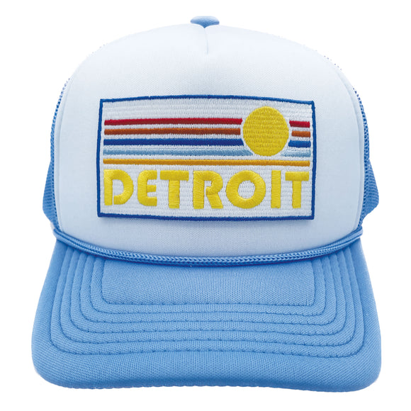 Kids' Detroit, Michigan Trucker Hat - Retro Sunrise Snapback Youth Hat