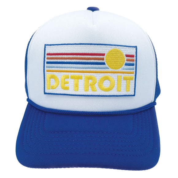Kids' Detroit, Michigan Trucker Hat - Retro Sunrise Snapback Youth Hat