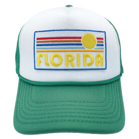 Buy kelly-green-white Kids' Florida Trucker Hat - Retro Sun Snapback Youth Hat