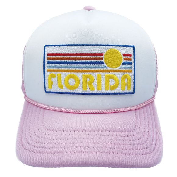 Kids' Florida Trucker Hat - Retro Sun Snapback Youth Hat