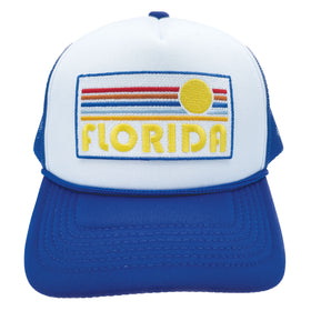 Buy royal-blue-white Kids' Florida Trucker Hat - Retro Sun Snapback Youth Hat