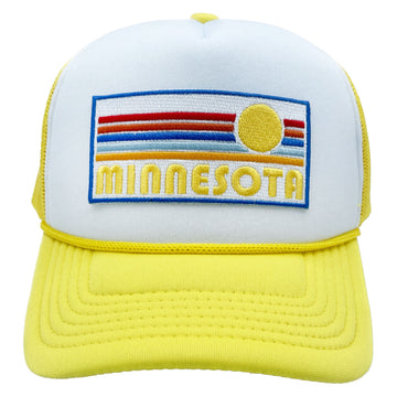 Buy yellow-white Kids' Minnesota Trucker Hat - Retro Sun Snapback Youth Hat