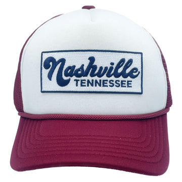 Buy maroon-white Kids' Nashville, Tennessee Trucker Hat - Retro Snapback Youth Hat