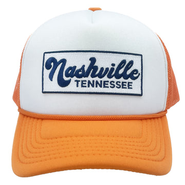 Buy orange-white Kids' Nashville, Tennessee Trucker Hat - Retro Snapback Youth Hat