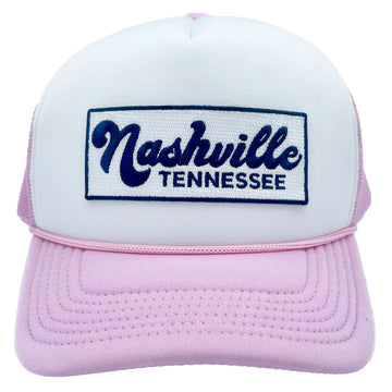 Buy pink-white Kids' Nashville, Tennessee Trucker Hat - Retro Snapback Youth Hat