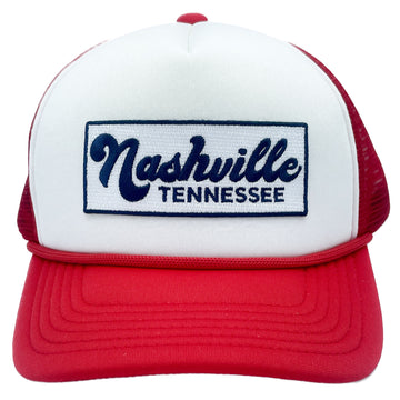 Buy red-white Kids' Nashville, Tennessee Trucker Hat - Retro Snapback Youth Hat