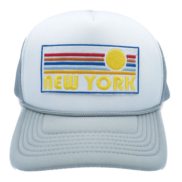 Kids' New York Trucker Hat - Retro Sun Snapback Youth Hat