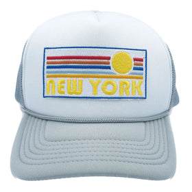 Kid's New York Hat (Ages 2-12) - Retro Sun New York Snapback Trucker Youth Hat / Kid's Hat