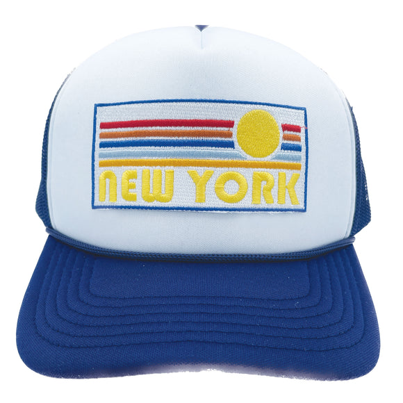 Kids' New York Trucker Hat - Retro Sun Snapback Youth Hat