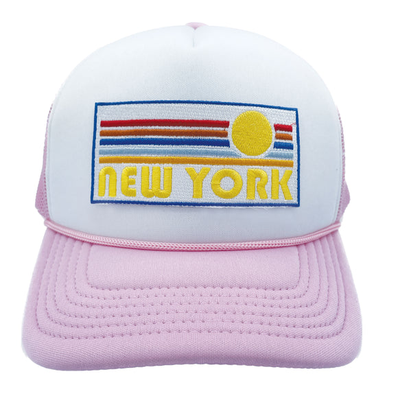 Kids' New York Trucker Hat - Retro Sun Snapback Youth Hat