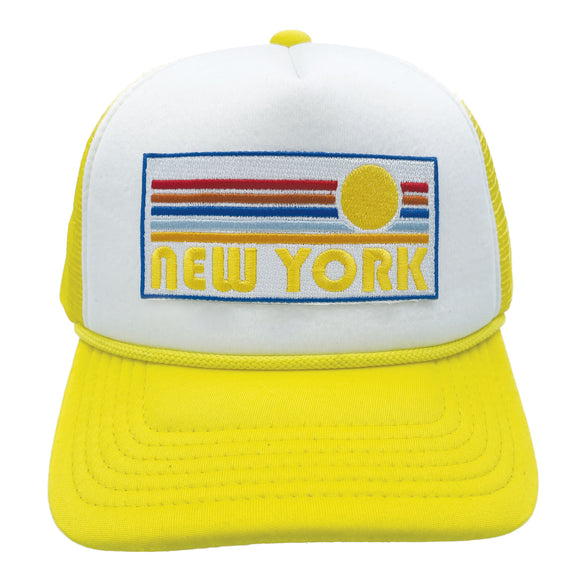 Kids' New York Trucker Hat - Retro Sun Snapback Youth Hat