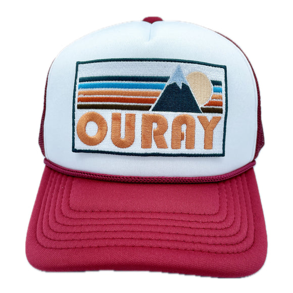 Kid's Ouray, Colorado Trucker Hat - Retro Mountain  Snapback Youth Hat