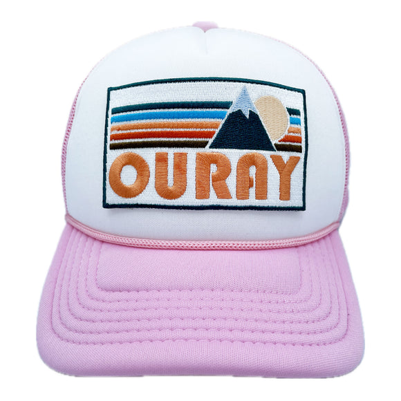 Kid's Ouray, Colorado Trucker Hat - Retro Mountain  Snapback Youth Hat