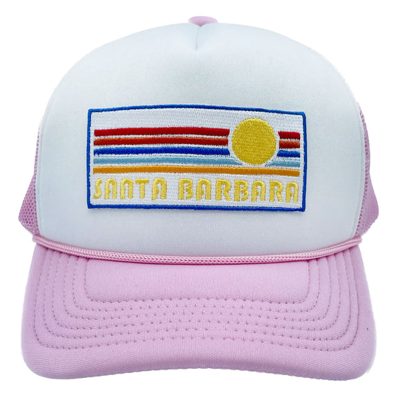 Kids' Santa Barbara, California Trucker Hat - Retro Sun Snapback Youth Hat