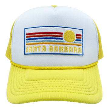 Buy yellow-white Kids' Santa Barbara, California Trucker Hat - Retro Sun Snapback Youth Hat