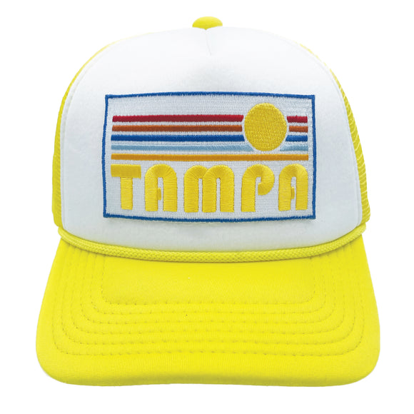 Kids' Tampa, Florida Trucker Hat - Retro Sunrise Snapback Youth Hat