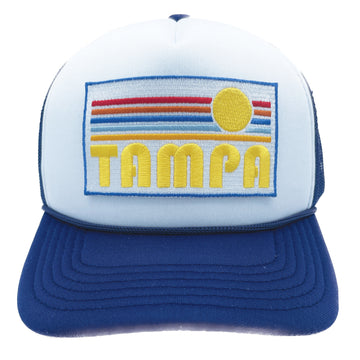 Kids' Tampa, Florida Trucker Hat - Retro Sunrise Snapback Youth Hat