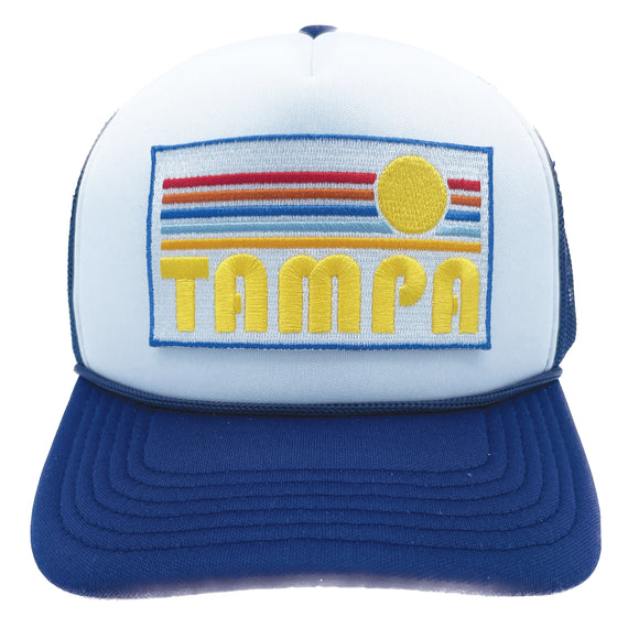 Kids' Tampa, Florida Trucker Hat - Retro Sunrise Snapback Youth Hat