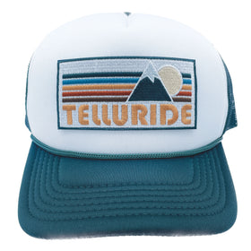 Buy forest-green-white Kids' Telluride, Colorado Trucker Hat - Retro Mountain Snapback Youth Hat