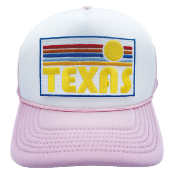 Buy pink-white Kids' Texas Trucker Hat - Retro Sun Snapback Youth Hat