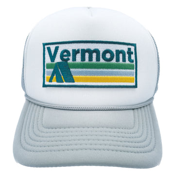 Buy gray-white Kids' Vermont Trucker Hat - Retro Camping Snapback Youth Hat