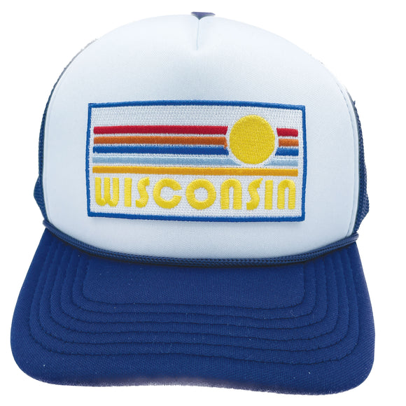 Kids' Wisconsin Trucker Hat - Retro Sun Snapback Youth Hat