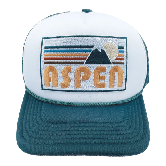 Kids' Aspen, Colorado Trucker Hat - Retro Mountain Snapback Youth Hat