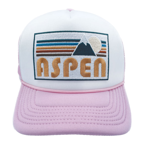 Kids' Aspen, Colorado Trucker Hat - Retro Mountain Snapback Youth Hat