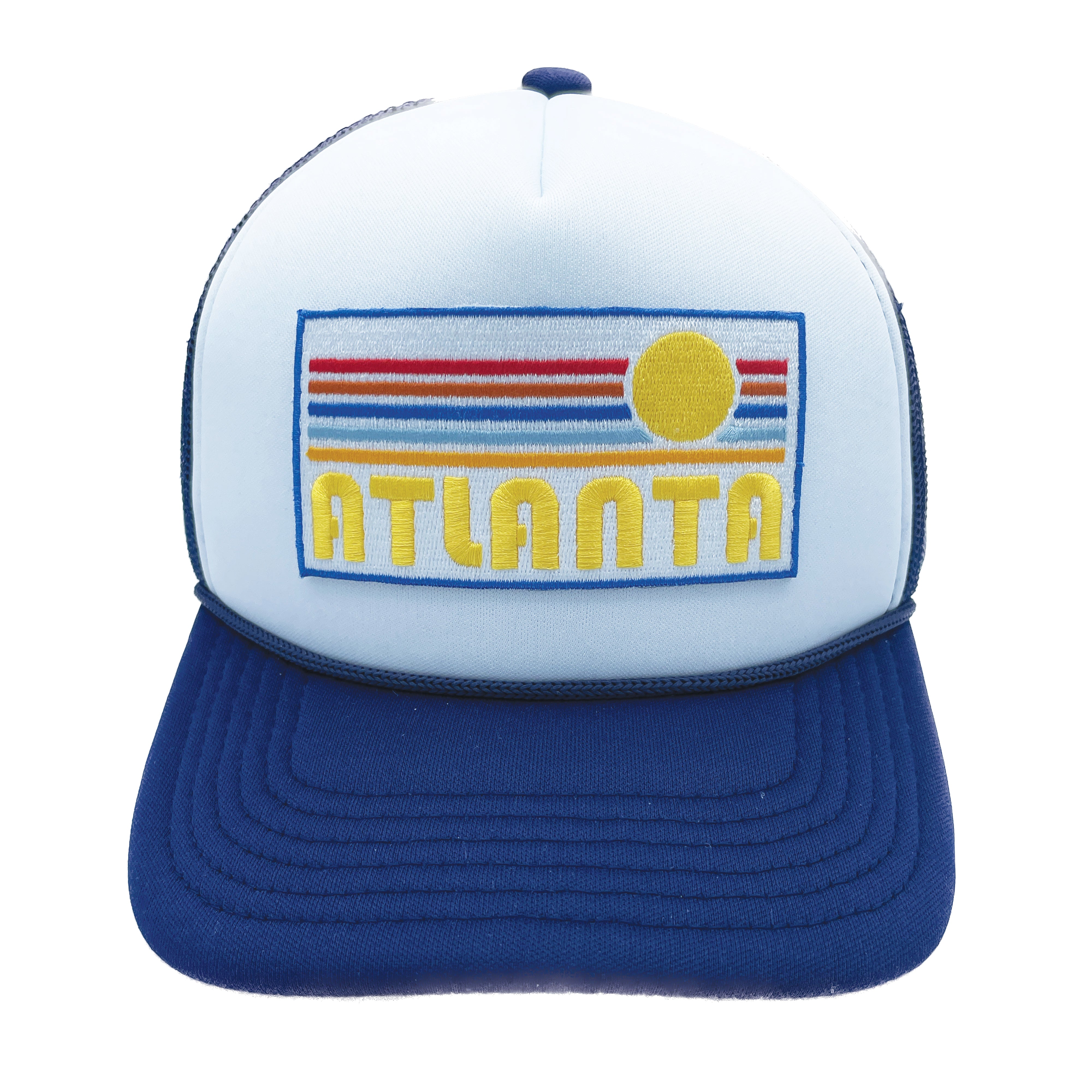 ATLANTA BRAVES CLASSIC THROWBACK LOGO TRUCKER SNAPBACK BLUE & WHITE HAT  CAP NEW