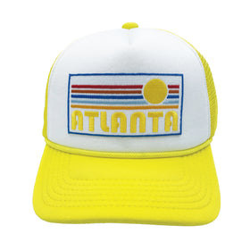 Buy yellow-white Kids' Atlanta, Georgia Trucker Hat - Retro Sunrise Snapback Youth Hat