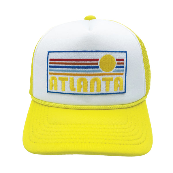 Kid's Atlanta, Georgia Hat (Ages 2-12) - Retro Sunrise Atlanta Snapback Trucker Youth Hat / Toddler Hat
