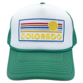 Buy kelly-green-white Kids' Colorado Trucker Hat - Retro Sunrise Snapback Youth Hat