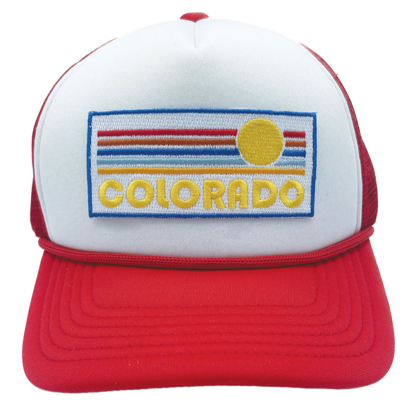 Kids' Colorado Trucker Hat - Retro Sunrise Snapback Youth Hat