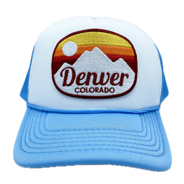 Buy light-blue-white Kids' Denver, Colorado Trucker Hat - Retro Snapback Youth Hat
