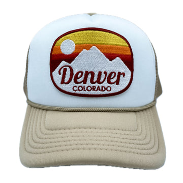 Buy tan-white Kids' Denver, Colorado Trucker Hat - Retro Snapback Youth Hat