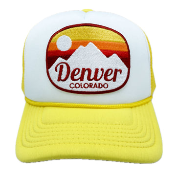 Buy yellow-white Kids' Denver, Colorado Trucker Hat - Retro Snapback Youth Hat