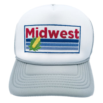 Buy gray-white Kids' Midwest Trucker Hat - Retro Corn Snapback Youth Hat
