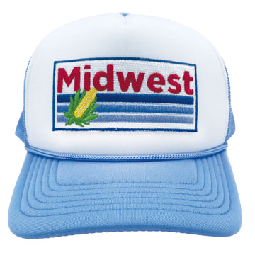 Buy light-blue-white Kids' Midwest Trucker Hat - Retro Corn Snapback Youth Hat