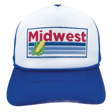Buy royal-blue-white Kids' Midwest Trucker Hat - Retro Corn Snapback Youth Hat