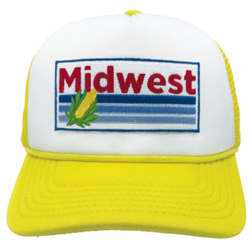 Buy yellow-white Kids' Midwest Trucker Hat - Retro Corn Snapback Youth Hat
