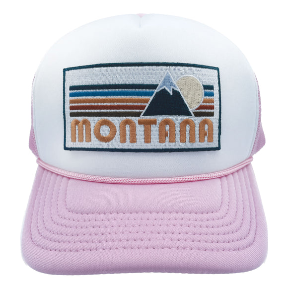 Kids' Montana Trucker Hat - Retro Mountain Snapback Youth Hat