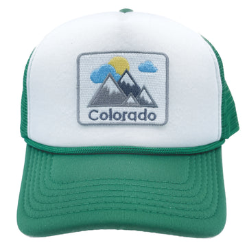 Buy kelly-green-white Kids' Colorado Trucker Hat - Mountains Snapback Youth Hat
