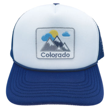 Buy navy-blue-white Kids' Colorado Trucker Hat - Mountains Snapback Youth Hat
