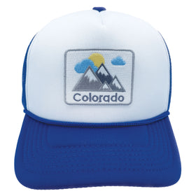 Buy royal-blue-white Kids' Colorado Trucker Hat - Mountains Snapback Youth Hat