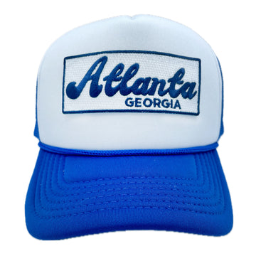 Buy royal-blue-white Kid's Atlanta, Georgia Trucker Hat - Retro  Snapback  Youth Hat