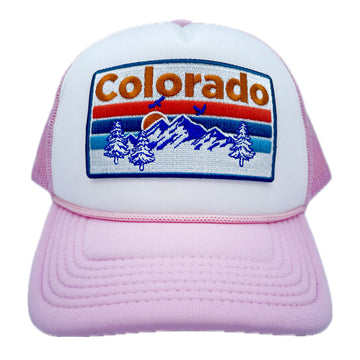 Buy pink-white Kid's Colorado Trucker Hat - Retro  Snapback Youth Hat