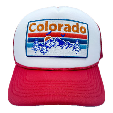 Buy red-white Kid's Colorado Trucker Hat - Retro  Snapback Youth Hat